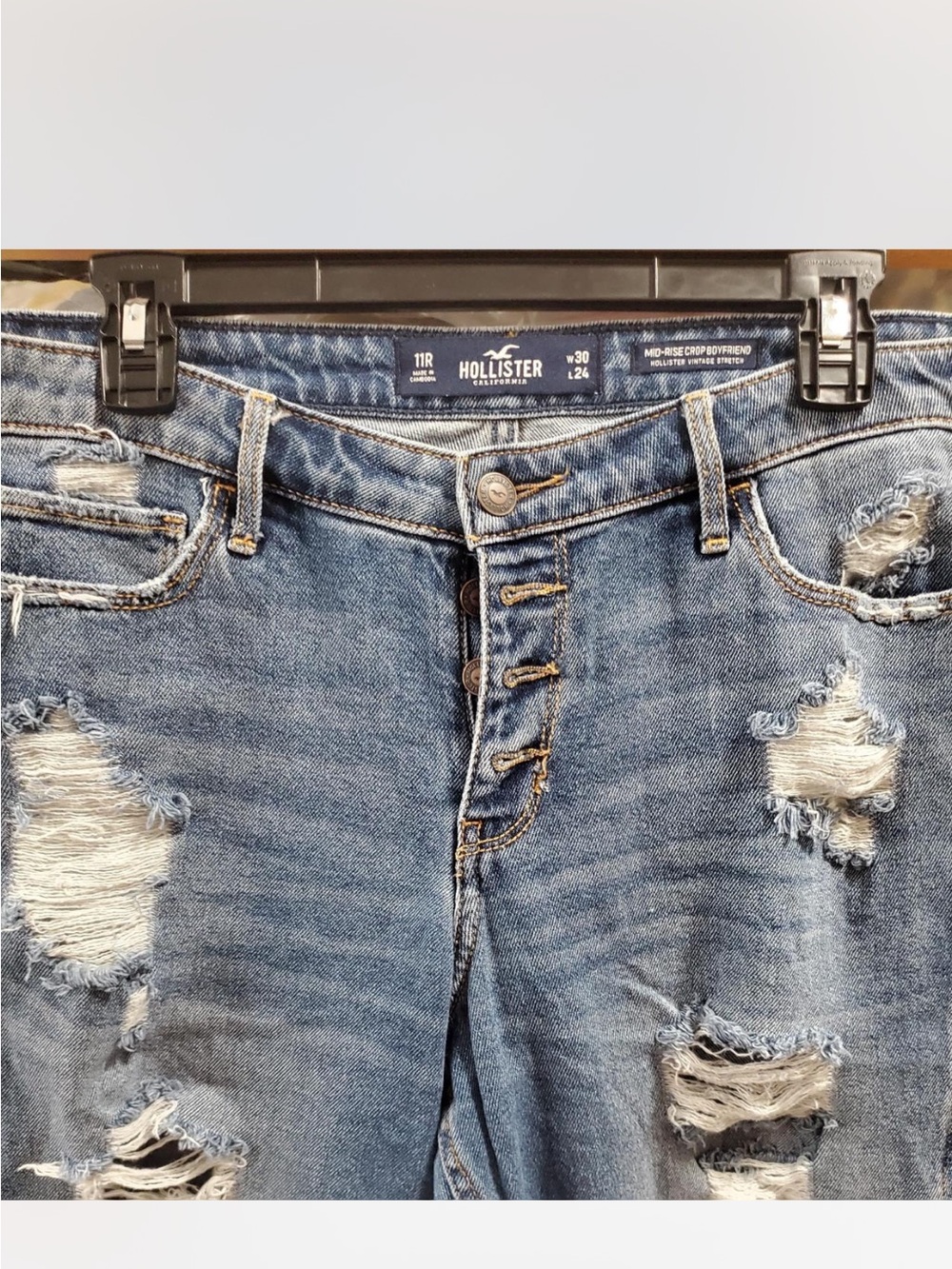 Hollister Men’s Relaxed Ripped Jeans — Light Blue Denim